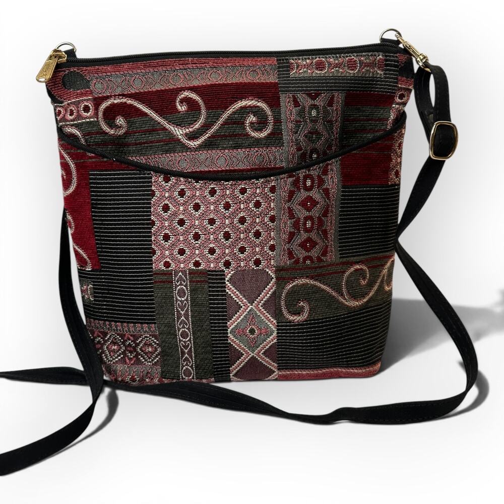 Danny K Beverly Hills CA Patchwork Tapestry Crossbody Bag Made in USA